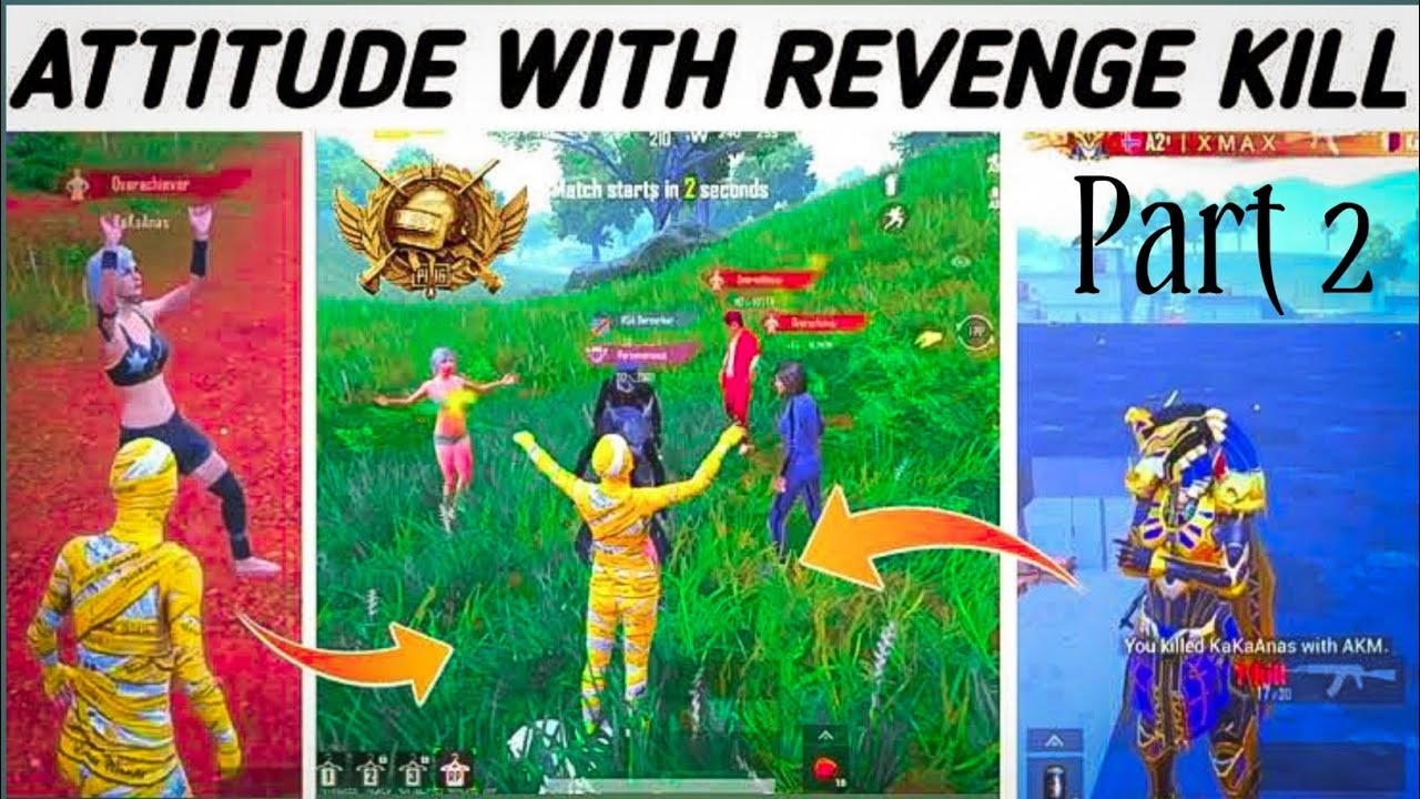 Pubg Mobile Attitude 😈 With Revenge kill || Max Pharaoh X-- Suits || Flying Shots || Part 2