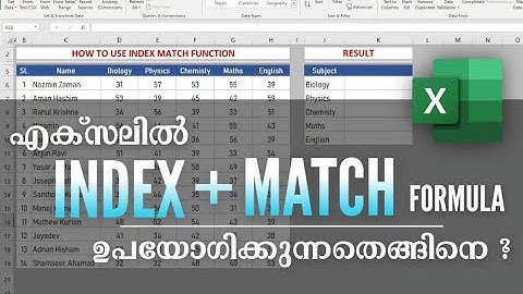 How to use INDEX and MATCH in Excel | Index match function in Excel | Excel Malayalam |