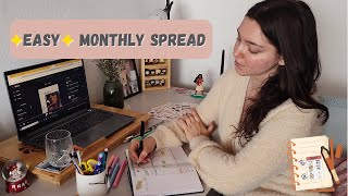 Bullet Journal Monthly Spread | Minimal, Easy, Beginner Setup ‧₊˚ ✒️📓୧ ‧₊˚