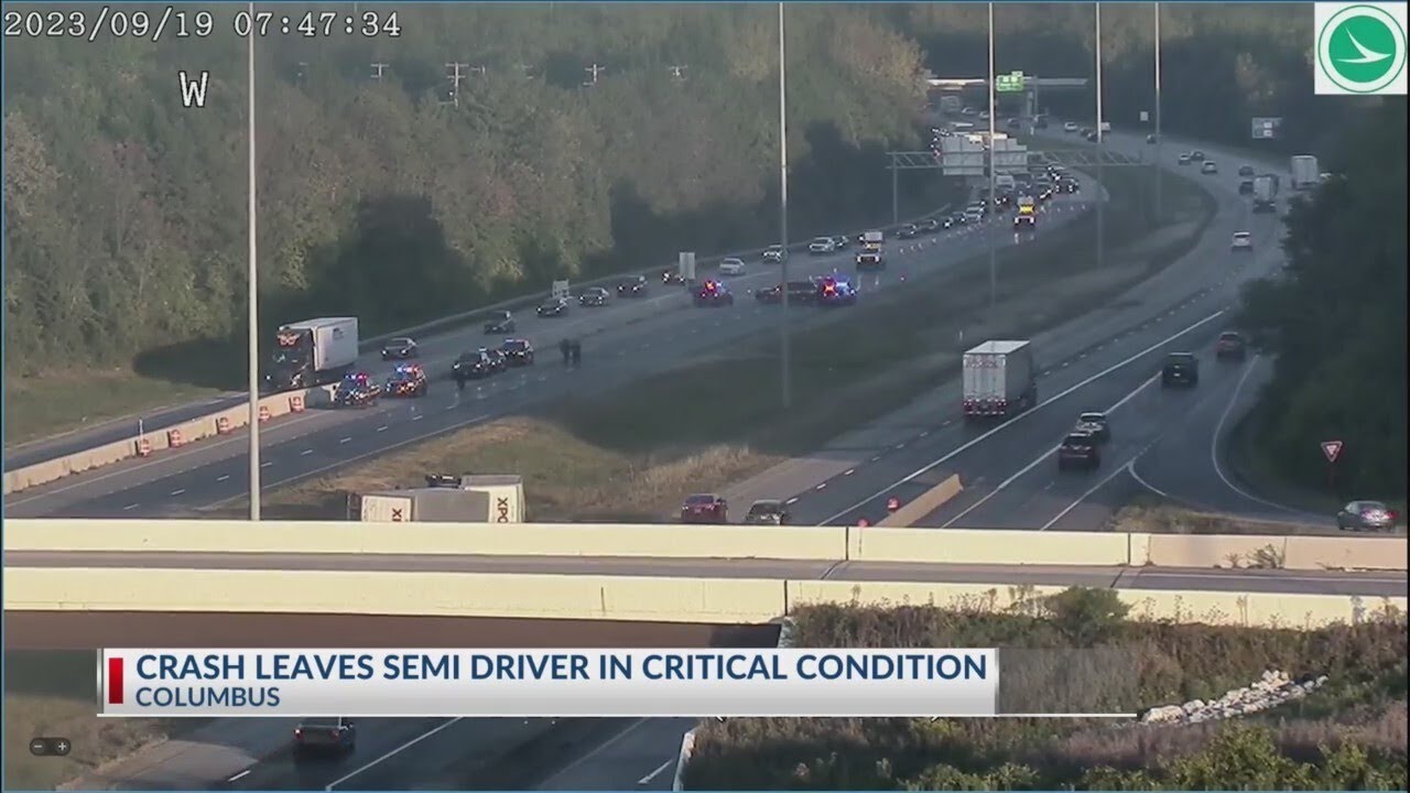 Crash leaves semi truck driver in critical condition - YouTube