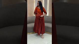 Semi Raw Silk Aline Top And Bottom Collections For Booking Visits