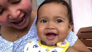 bayi lucu umur 10 bulan pertama kali makan bubur nasi