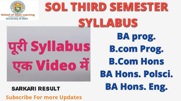 SOL THIRD SEMESTER SYLLABUS | Ba Prog |BCom Prog | Ba Hons | BCom Hons | सभी Syllabus एक ही Video मे