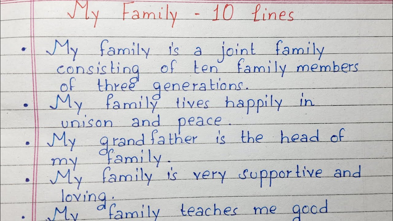 Write 10 Lines On My Family Paragraph English YouTube