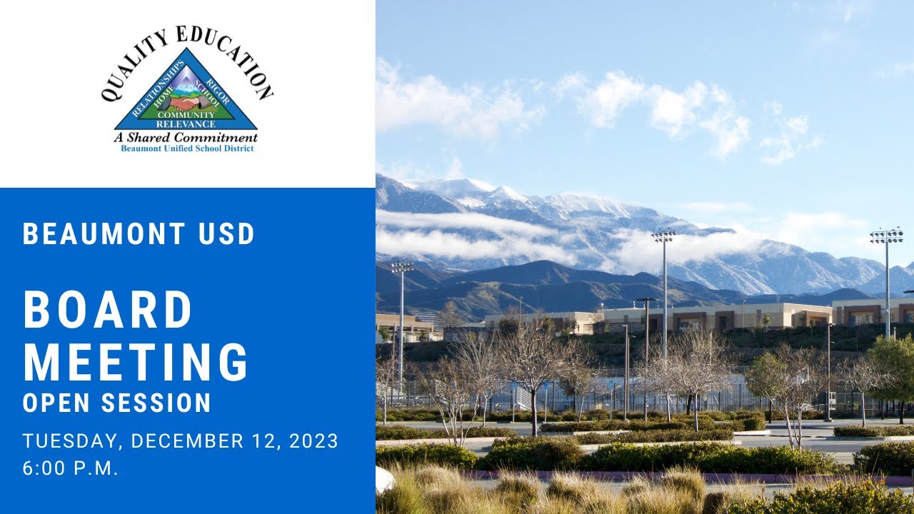 Beaumont USD Board Meeting December 12, 2023 YouTube