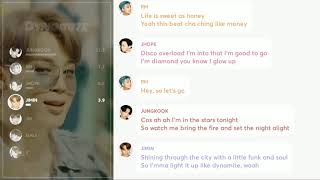BTS 'Dynamite' Line Distribution (Color Coded Lyrics)