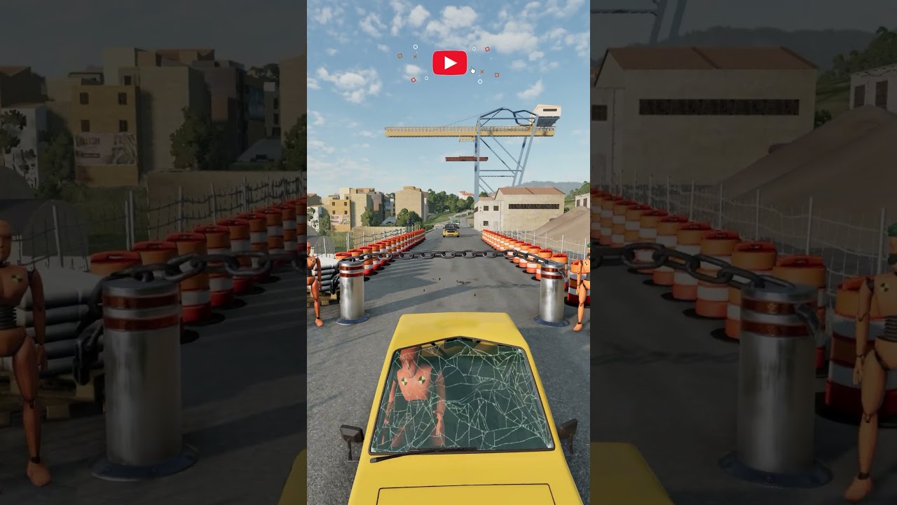 Pickup Trucks vs Chain Barrier | Van Cargo Destroyed | BeamNG Drive 