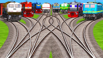 8 Realistic Trains Run At Bumpy High Graphics Railroad Crossing Tracks | steam Engine | Icf coach 