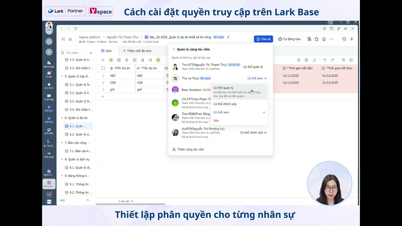 🌺 Cách cài đặt quyền truy cập trên Lark Base – Thiết lập phân quyền cho từng nhân sự