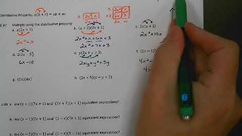 CPM Integrated I Lesson 3.2.3 Multiplying Polynomials and Distributive Property