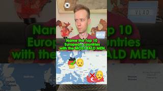 Name the TOP 10 European COUNTRIES with the most BALD men