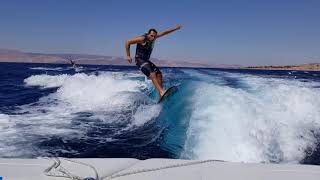 Wake Surfing, Malibu 24 MXZ, Aqaba Jordan on the Red Sea.