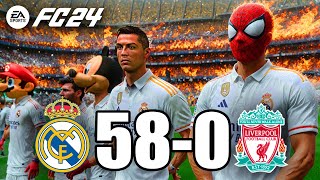 FIFA 24 - RONALDO, MICKEY MOUSE, SPIDER MAN ALL STARS PLAYS TOGETHER | Real Madrid 58-0 Liverpool