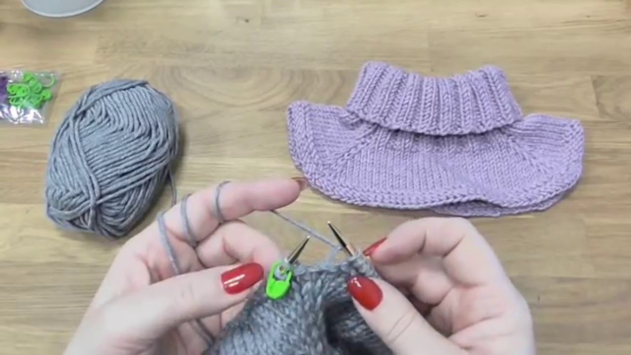 Pletení nákrčníku, roláku 3. díl, Knitting collar tutorial - YouTube