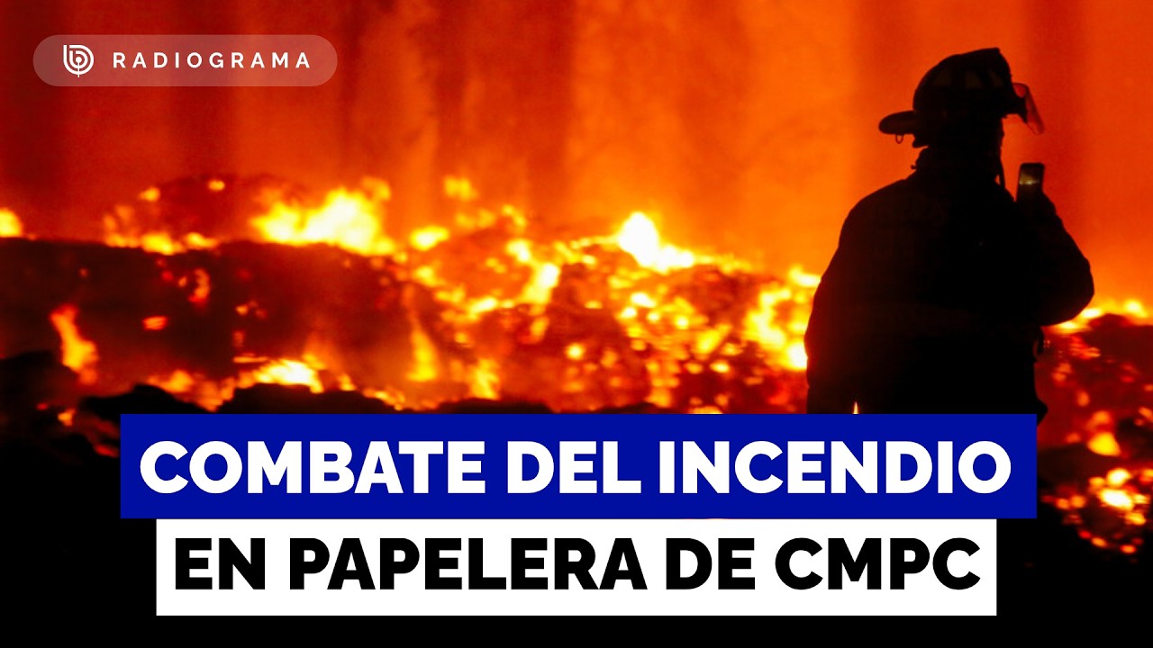 Continúa el combate por incendio en papelera de CMPC en Puente Alto