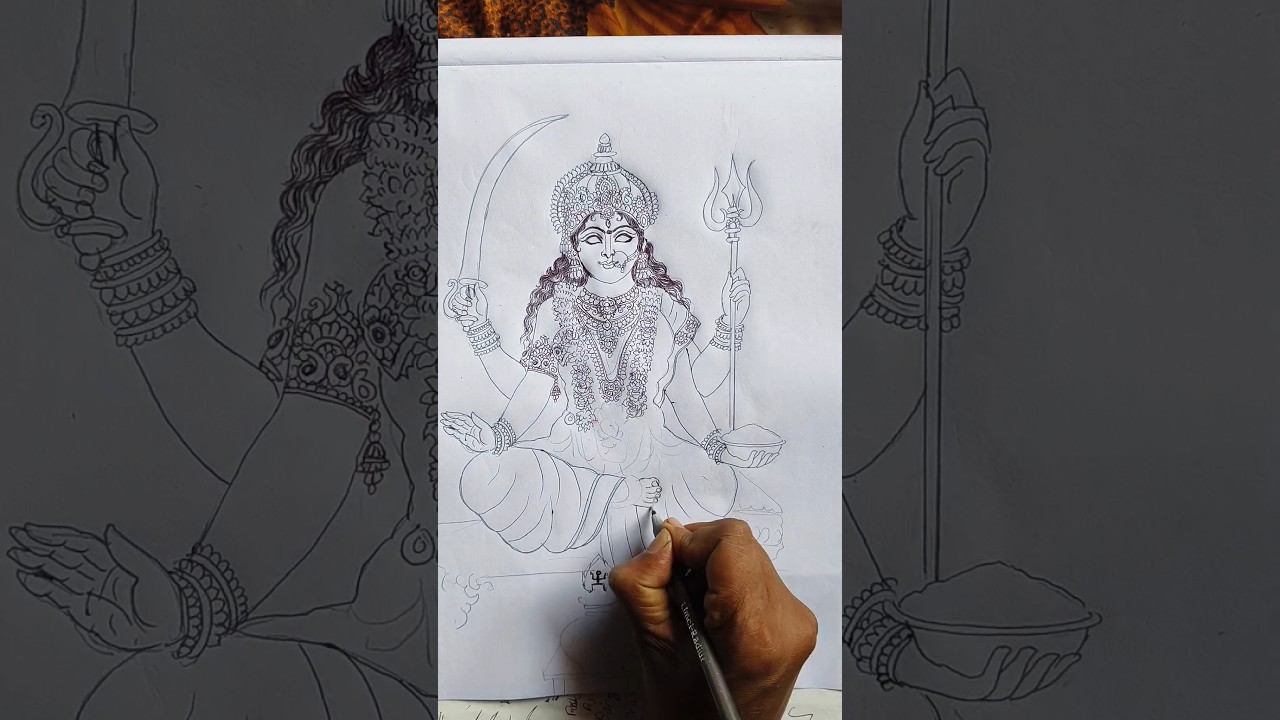 santoshi mata drawing 
