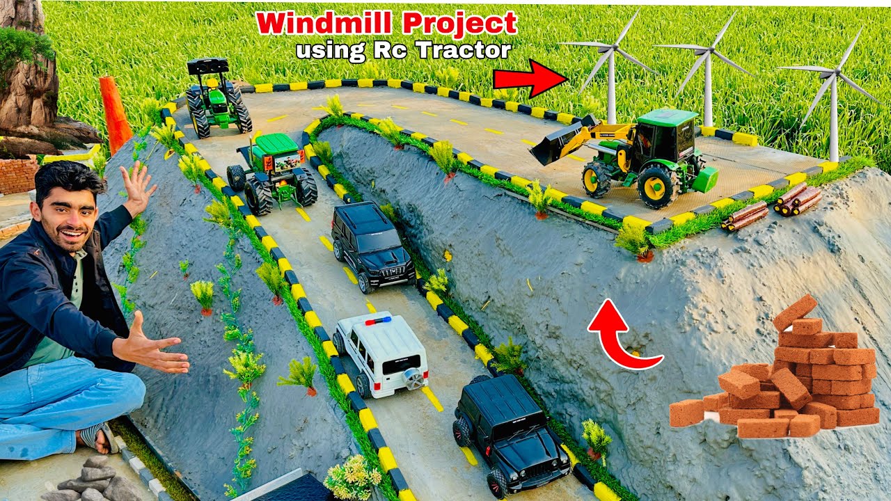 Making a mountain in mini city using bricks 🧱 for Rc tractor- ​⁠​⁠