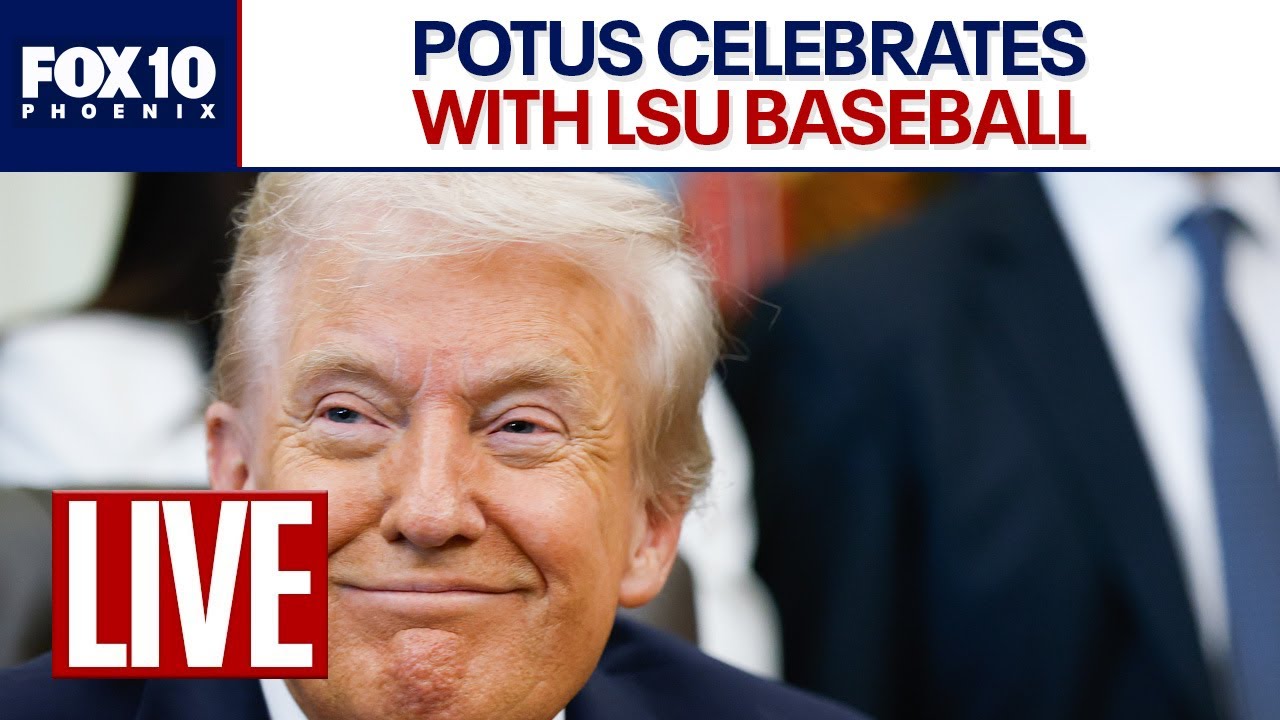🔴 LIVE: POTUS Visits with the LSU and LSU Shreveport Baseball Champions | FOX 10 Phoenix