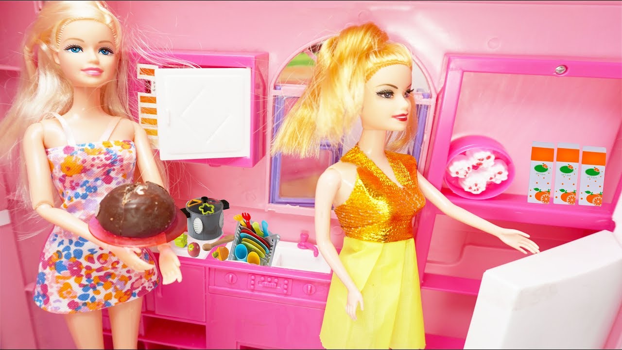 Mainan Masak Masakan! Barbie Masak! Mainan Anak Perempuan! Mainan Barbie! Barbie Kitchen Cake Toys