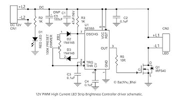 PWM based LED brightness controller driver for LED strips