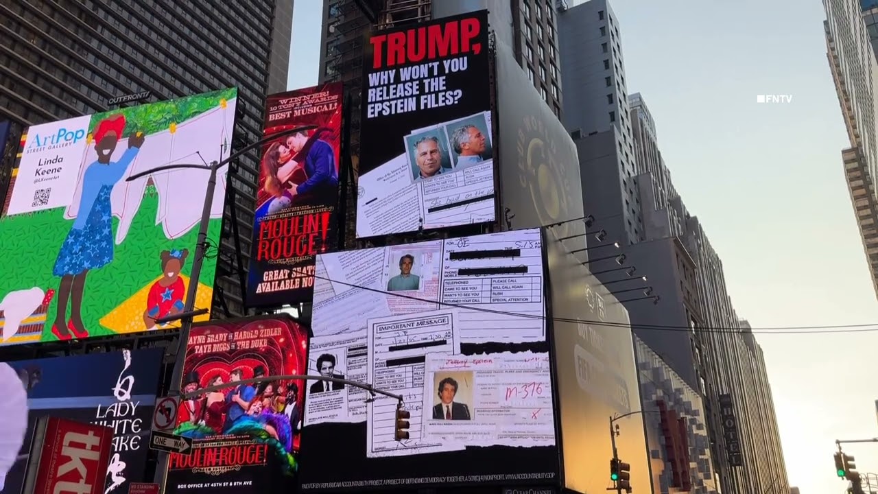 Epstein-Themed Billboard Targets Trump in Times Square Display - 