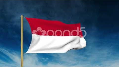 Indonesia Flag Slider Style. Waving In The Wind With Cloud Background Animation