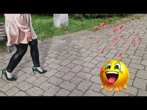 Dangling green pointed toe high heels in the castle park! 😍😍😍 FULL VIDEO! 😘😘😘😘