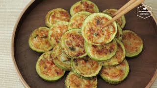 My family loves it so much when I make this! Shrimp Zucchini Pancake Recipe * Korean Jeon