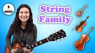 String Family | Preschool & K-1 Elementary Music Lesson | Electric Guitar, Ukulele, Violin, Cello