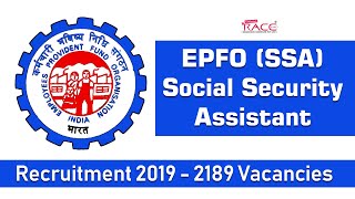 EPFO (SSA) Social Security Assistant Recruitment 2019 | 2189 Vacancies