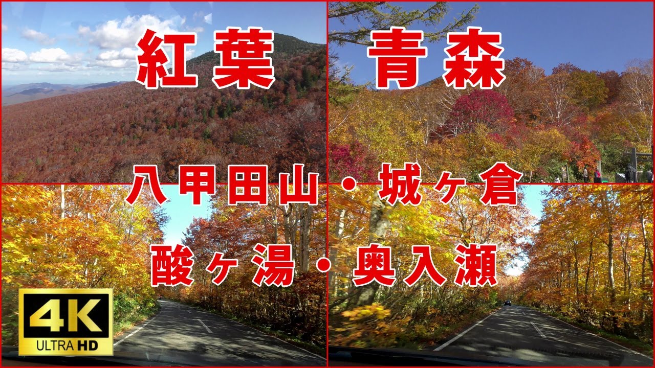 青森県紅葉ドライブ【八甲田山・城ヶ倉大橋。酸ヶ湯・奥入瀬渓流】【Autumn leaves in Aomori, Mt. Hakkoda,  Oirase  stream, Lake Towada】