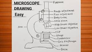 How to Draw Microscope Diagram Easily / Compound Microscope Drawing / Microscope Ka Drawing