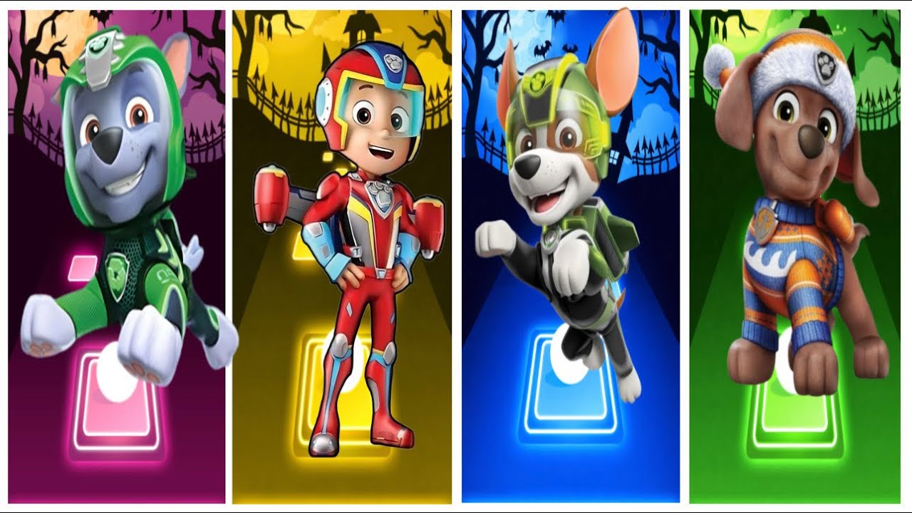 Paw Patrul- Rocky 🆚 Ryder 🆚 Tracker 🆚 Zuma 🎶Tiles Hop EDM Rush 