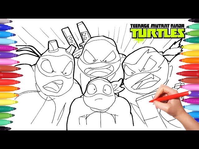 Pintando Tartaruga Ninja em Português, Coloring Leonardo Donatello  Michelangelo Raphael