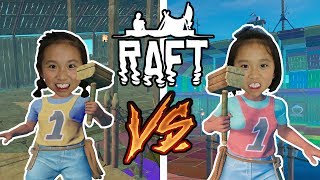 Raft: Build Battle ⚒ \/ SPLIT-SCREEN RAFT BUILD-OFF! \/ WHO BUILT IT BETTER?!