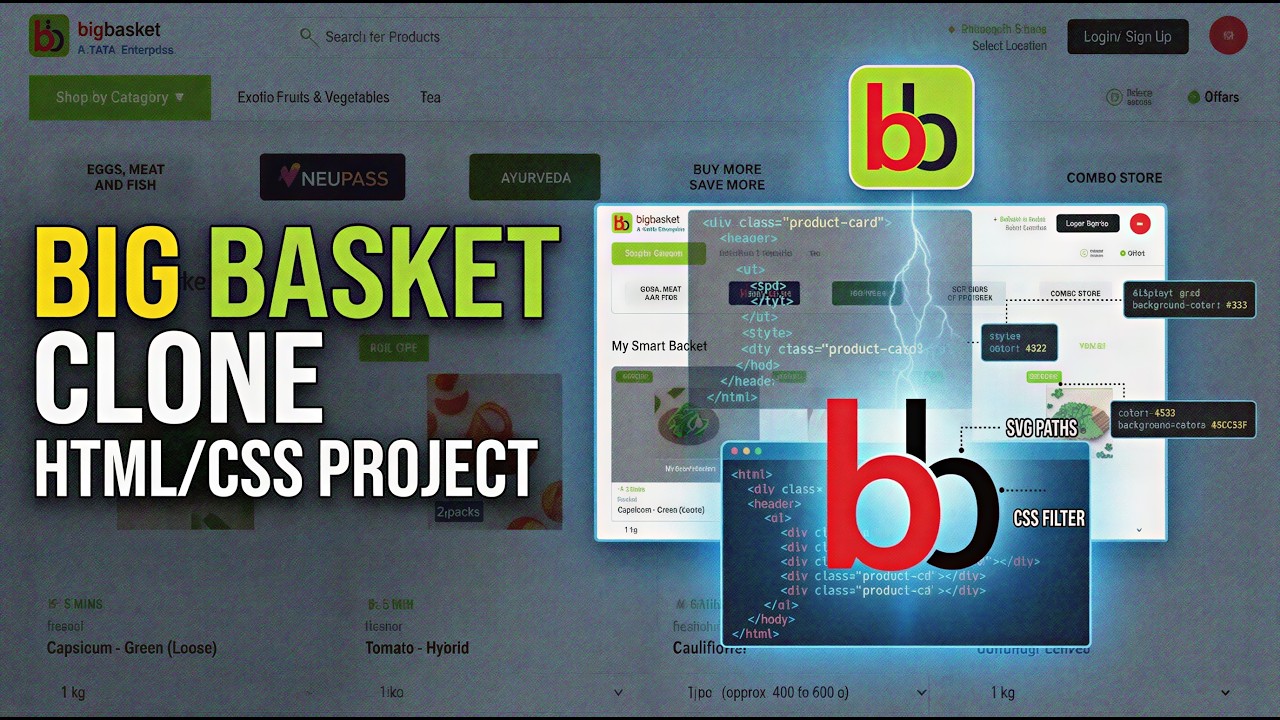 Complete Clone of BigBasket | HTML and CSS - YouTube