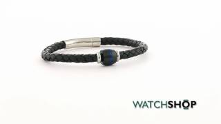 Unique Jewellery Men's Stainless Steel & Leather Bracelet (B349NV/21CM)