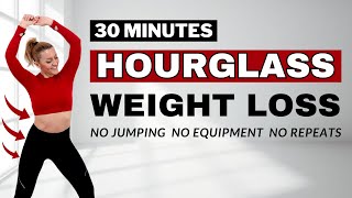 🔥30 Min Hourglass Workout🔥Slim Waist & Thigh: No Jumping Ab + Leg Workout🔥All Standing🔥No Repeat🔥