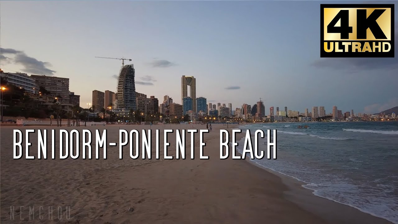 【4K】BENIDORM walking Tour Poniente beach 2021