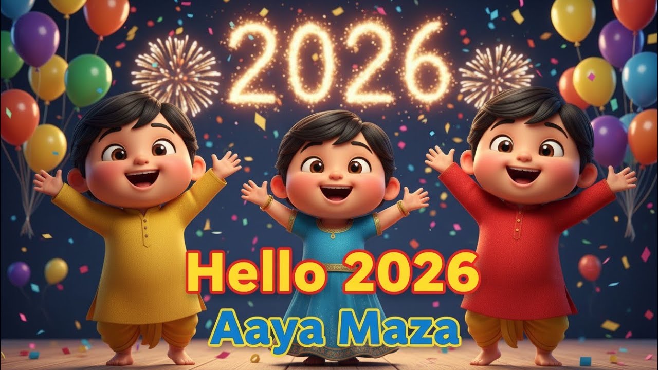 Hello 2026 Aaya Maza 🎉 | New Year 2026 Viral Hindi Baby Rhyme | Kids Songs Hindi | 5 Chote Aalu