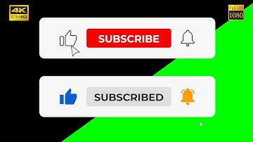 Subscribe like and bell button with sound effect #7 green screen, transparent