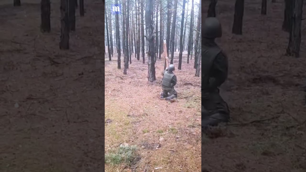 Russian Soldier Hits Mine With Stick And Nearly Gets His Head Blown Off