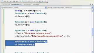 Asp.net Tutorial-Table Creation From Code Behind Part 2