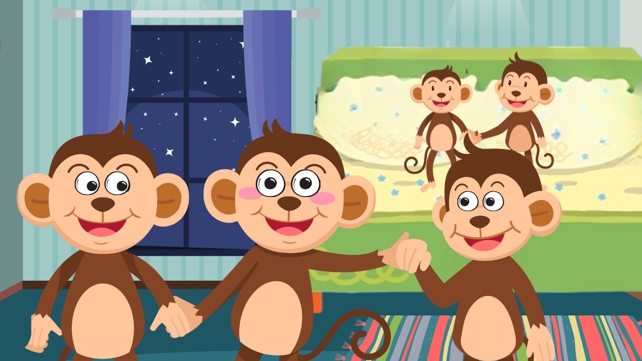 Five Little Monkeys Jumping On The Bed | Children Nursery Rhyme - YouTube