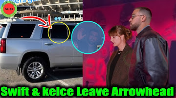 Taylor Swift & Fiancé Travis Kelce Leave Arrowhead Stadium After Chiefs