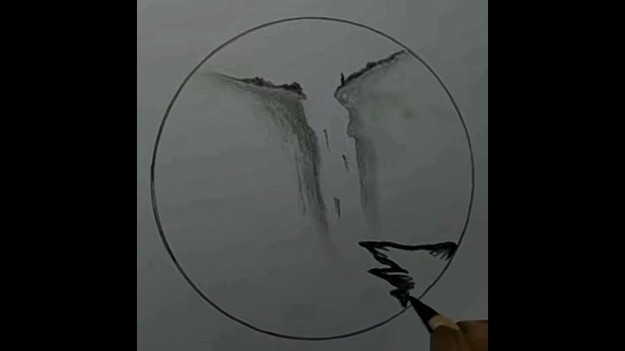 How To Draw A Beautiful  Scenery Of Waterfall Step By Step l 