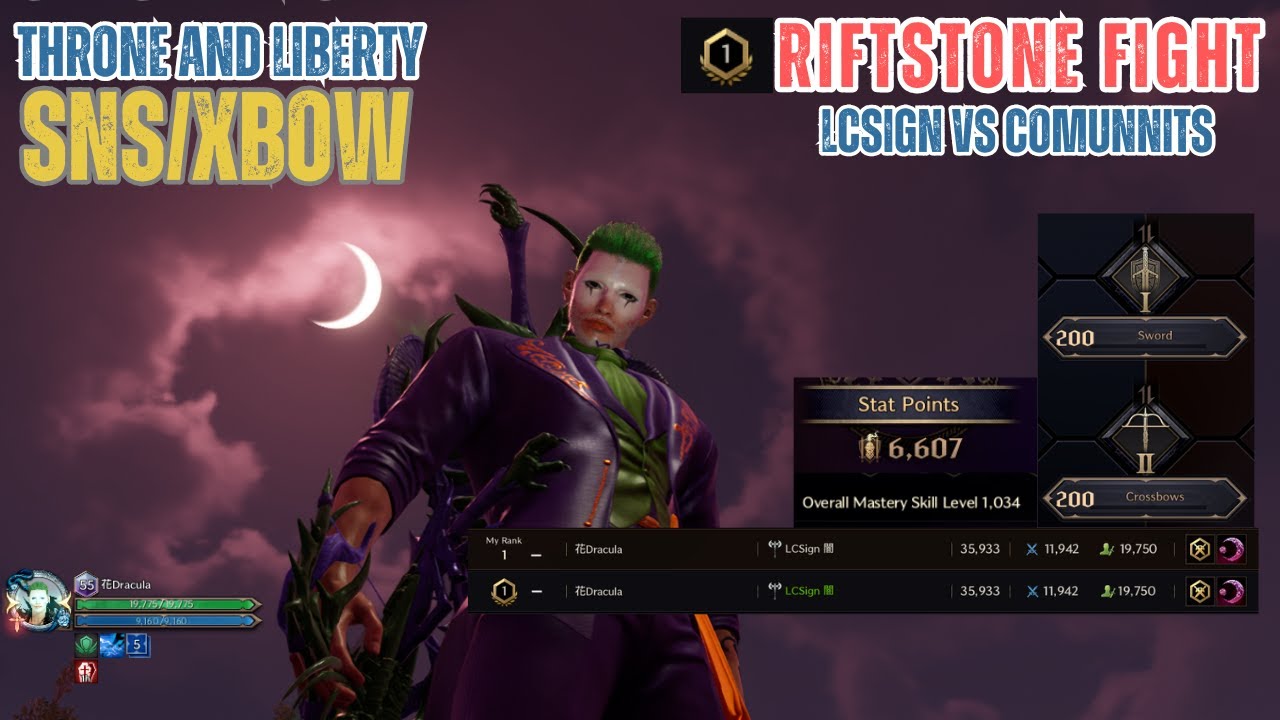 RANK 1 KILL SNS+XBOW! CP 6607 -  200 MASTERY - Throne and Liberty (Dracul Team)