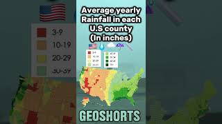 Average yearly rainfall in each U.S county 💧☔️🌧️🇺🇸 #map #mapping #weather #rain #usa #maps