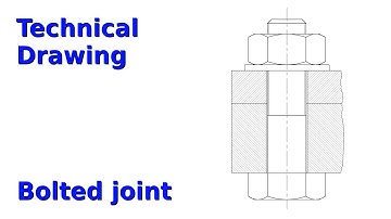 Bolted joint (Technical Drawing, LibreCAD 2.2)