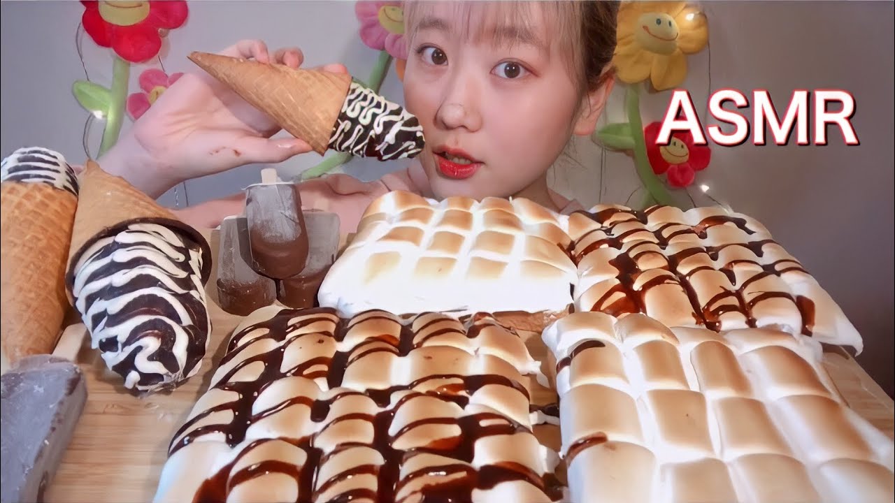 アイスふっくらトースト♪ ASMR スモアトースト チョコアイス S'more Toast Chocolate Ice Cream